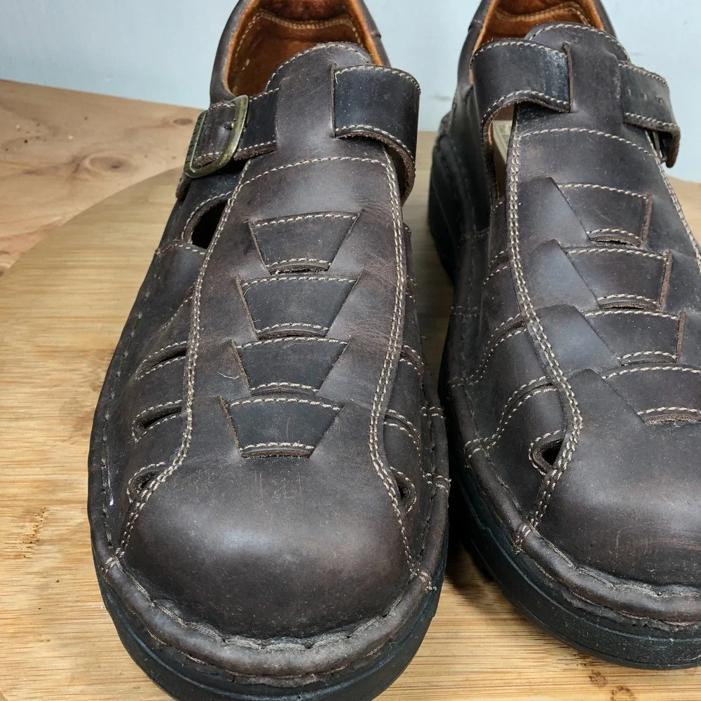Josef Seibel mens size 12 shoes brown leather Casual Fisherman comfort sandals